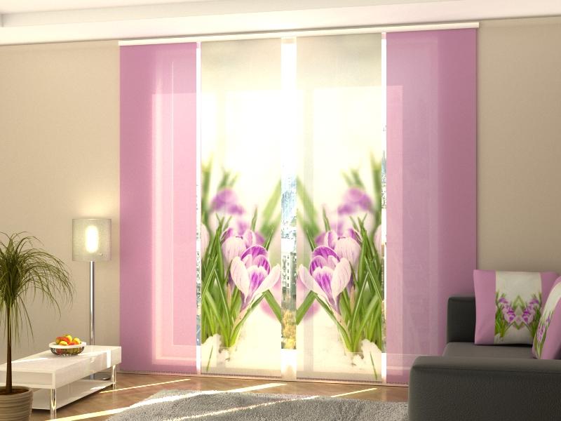 Set di 4 Tende a Pannello Crocus sulla Neve acquistare Set di 4 Tende a Pannello Crocus sulla Neve — Foto