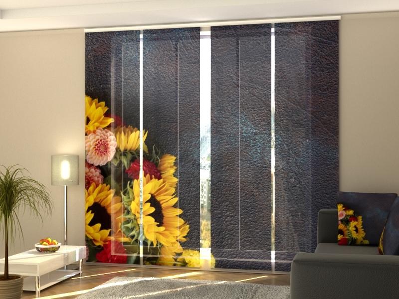 Set di 4 Tende a Pannello Dalie e Girasoli acquistare Set di 4 Tende a Pannello Dalie e Girasoli — Foto