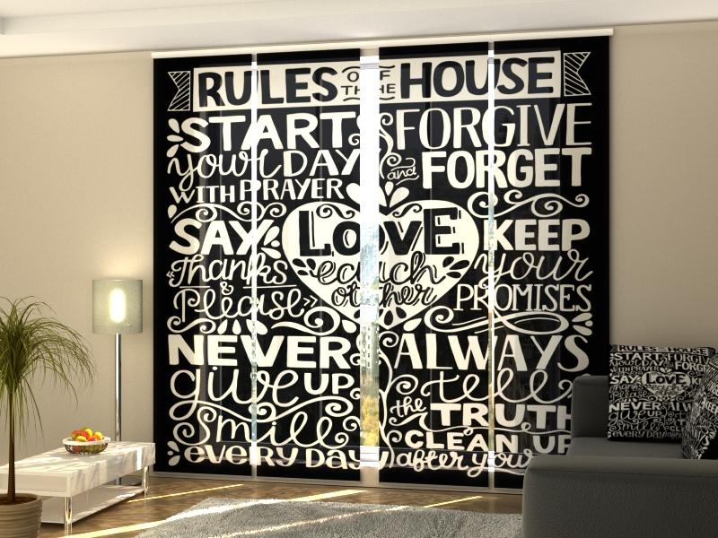 Set di 4 Tende a Pannello Regole Familiari della Casa acquistare Set di 4 Tende a Pannello Regole Familiari della Casa — Foto