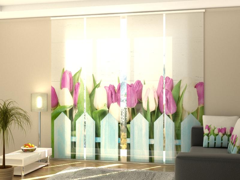 Set di 4 Tende a Pannello Tulipani del Giardino acquistare Set di 4 Tende a Pannello Tulipani del Giardino — Foto