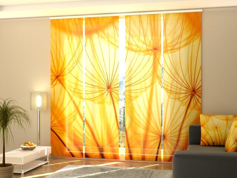 Set di 4 Tende a Pannello Dente di Leone Dorato acquistare Set di 4 Tende a Pannello Dente di Leone Dorato — Foto