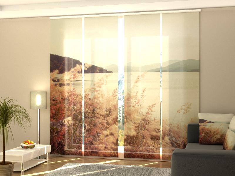 Set di 4 Tende a Pannello Prato e Montagne in Stile Vintage acquistare Set di 4 Tende a Pannello Prato e Montagne in Stile Vintage — Foto