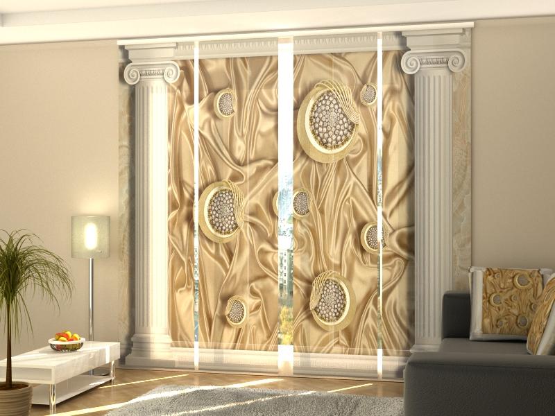 Set di 4 Tende a Pannello Colonne Greche e Sfondo di Seta acquistare Set di 4 Tende a Pannello Colonne Greche e Sfondo di Seta — Foto