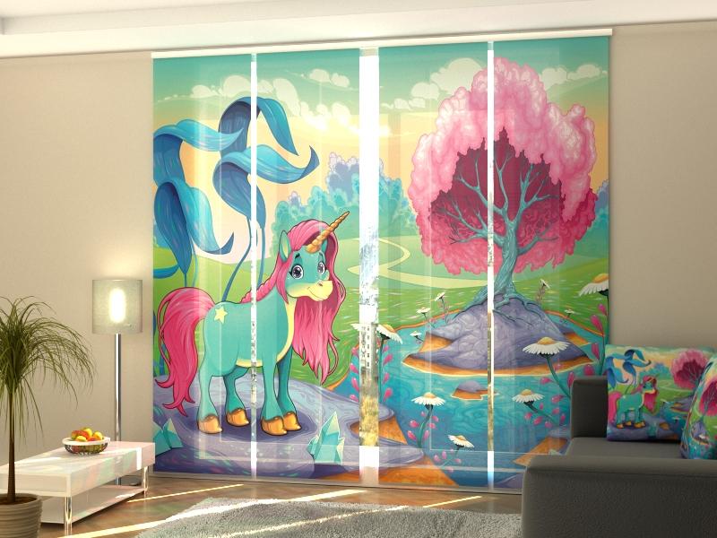 Set di 4 Tende a Pannello Unicorno Felice acquistare Set di 4 Tende a Pannello Unicorno Felice — Foto