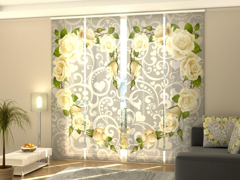 Set di 4 Tende a Pannello Cuore di Rose acquistare Set di 4 Tende a Pannello Cuore di Rose — Foto