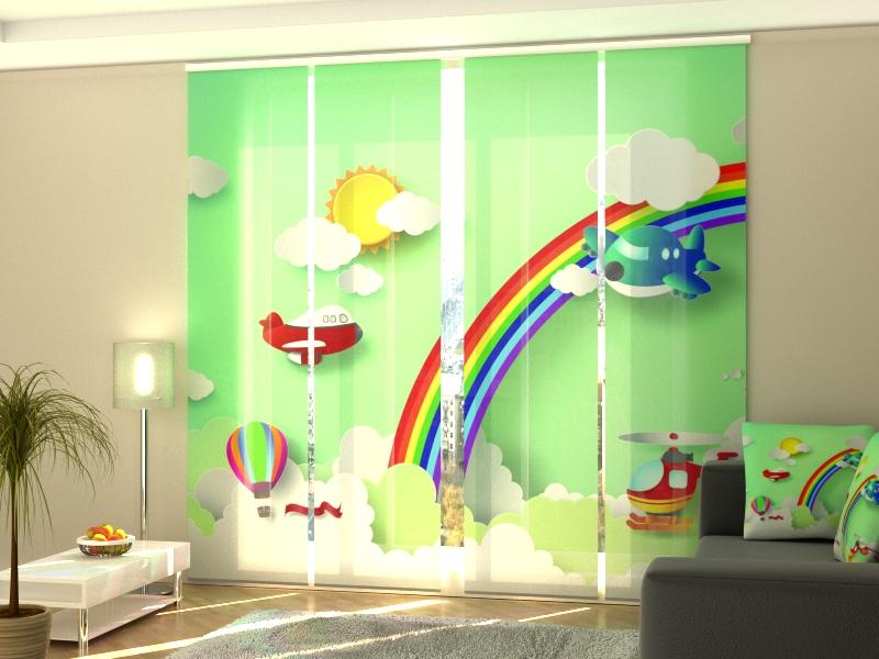 Set di 4 Tende a Pannello Elicottero con Arcobaleno acquistare Set di 4 Tende a Pannello Elicottero con Arcobaleno — Foto