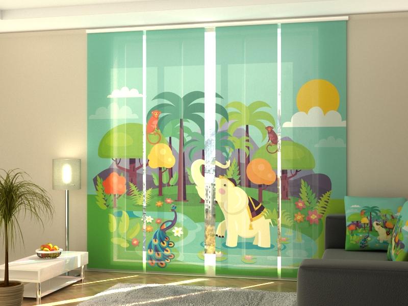 Set di 4 Tende a Pannello Animali Indiani acquistare Set di 4 Tende a Pannello Animali Indiani — Foto