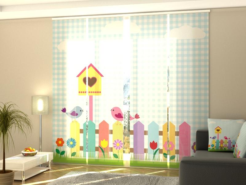 Set di 4 Tende a Pannello Uccelli Deliziosi acquistare Set di 4 Tende a Pannello Uccelli Deliziosi — Foto