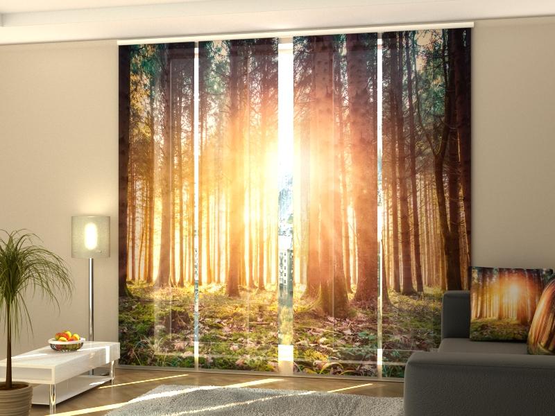 Set di 4 Tende a Pannello Tramonto Magico nel Bosco acquistare Set di 4 Tende a Pannello Tramonto Magico nel Bosco — Foto