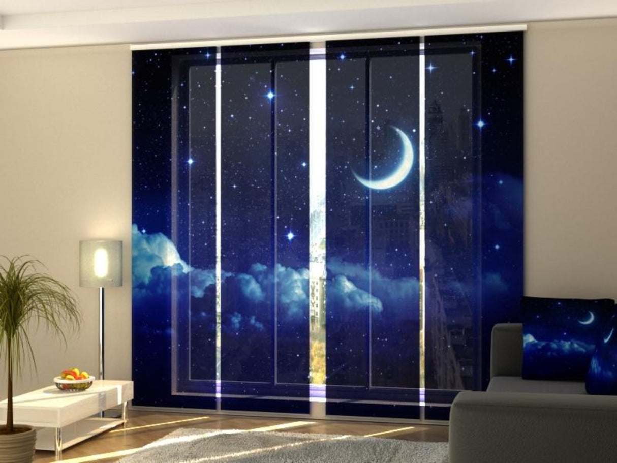 Set di 4 Tende a Pannello Cascate Luna e Nuvole acquistare Set di 4 Tende a Pannello Cascate Luna e Nuvole — Foto