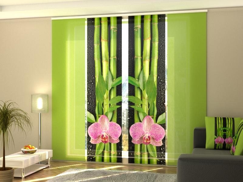 Set di 4 Tende a Pannello Orchidee e Bambù 3 acquistare Set di 4 Tende a Pannello Orchidee e Bambù 3 — Foto