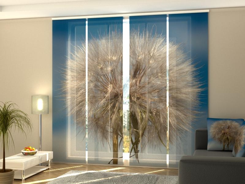 Set di 4 Tende a Pannello Dente di Leone e Cielo acquistare Set di 4 Tende a Pannello Dente di Leone e Cielo — Foto