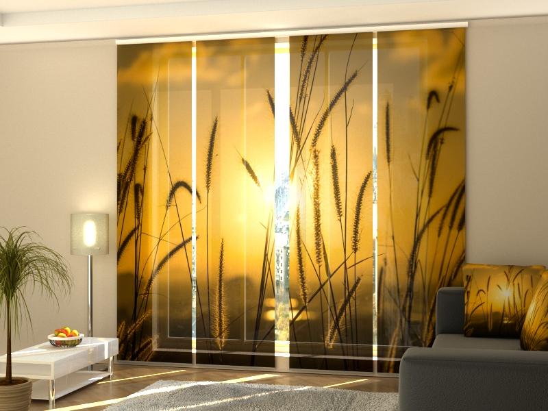 Set di 4 Tende a Pannello Tramonto sul Campo acquistare Set di 4 Tende a Pannello Tramonto sul Campo — Foto