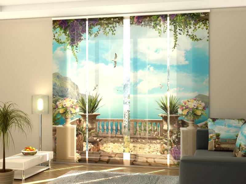 Set di 4 Tende a Pannello Terrazza sul Mare acquistare Set di 4 Tende a Pannello Terrazza sul Mare — Foto