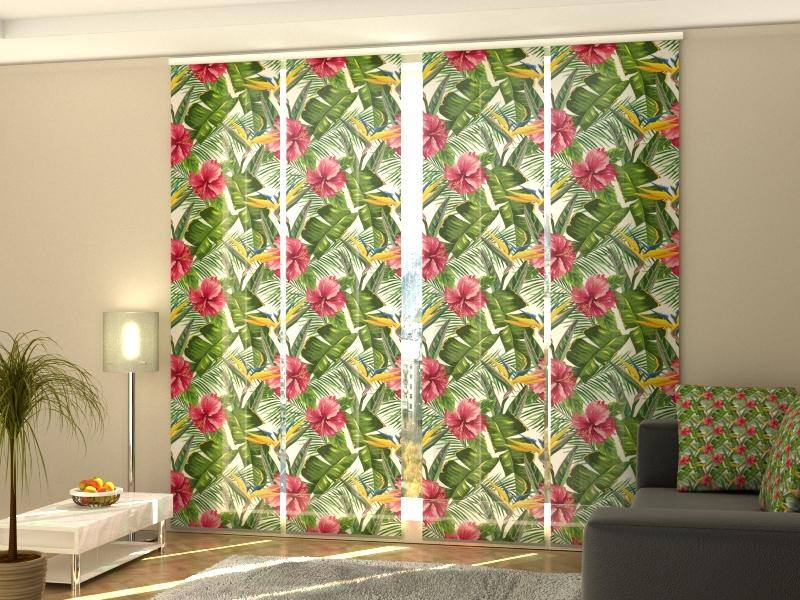 Set di 4 Tende a Pannello Foglie Tropicali e Strelitzia acquistare Set di 4 Tende a Pannello Foglie Tropicali e Strelitzia — Foto