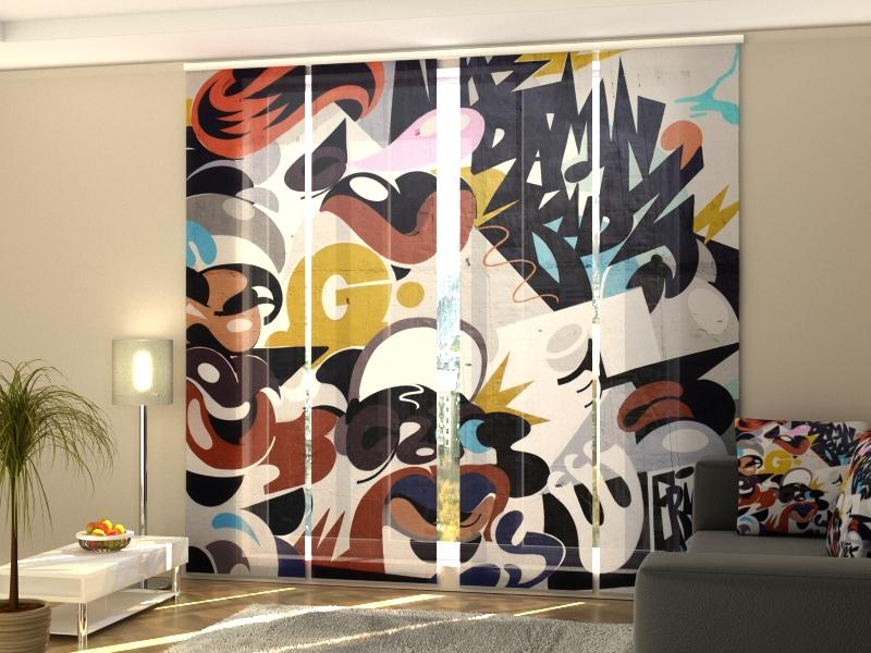 Set di 4 Tende a Pannello Street Art su Muro acquistare Set di 4 Tende a Pannello Street Art su Muro — Foto