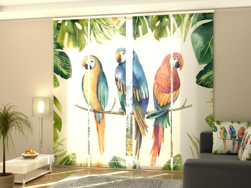 Set di 4 Tende a Pannello Piante e Pappagalli ad Acquerello acquistare Set di 4 Tende a Pannello Piante e Pappagalli ad Acquerello — Foto