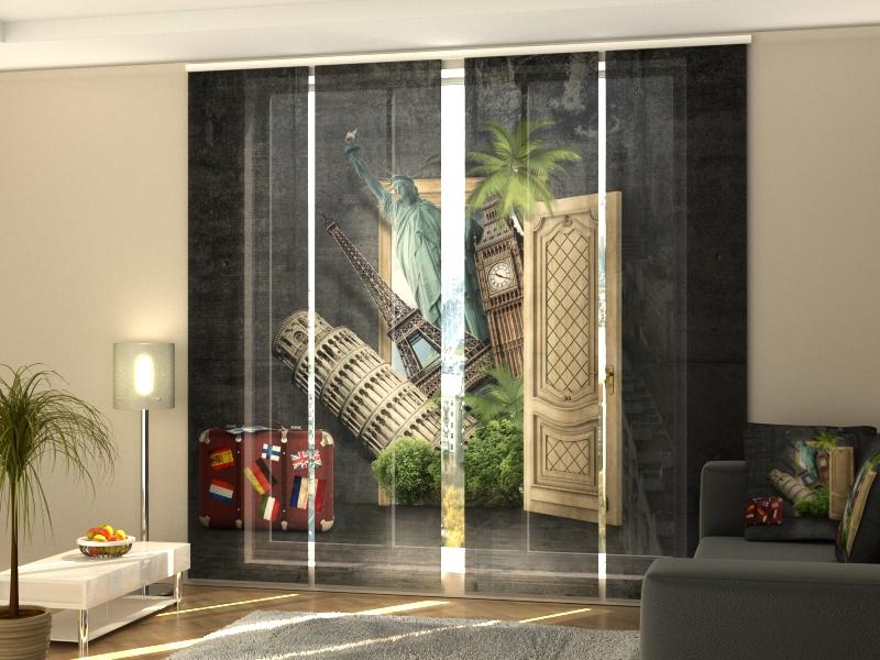 Set di 4 Tende a Pannello Un Mondo Intero dietro la Porta acquistare Set di 4 Tende a Pannello Un Mondo Intero dietro la Porta — Foto