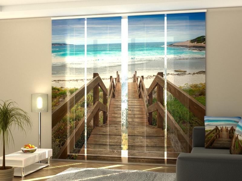 Set di 4 Tende a Pannello Scalinata di Legno su Spiaggia Australiana acquistare Set di 4 Tende a Pannello Scalinata di Legno su Spiaggia Australiana — Foto