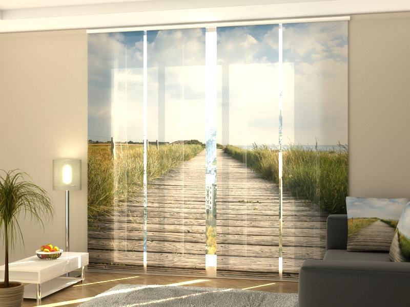 Set di 4 Tende a Pannello Passerella di Legno sull'Isola di Sylt acquistare Set di 4 Tende a Pannello Passerella di Legno sull'Isola di Sylt — Foto