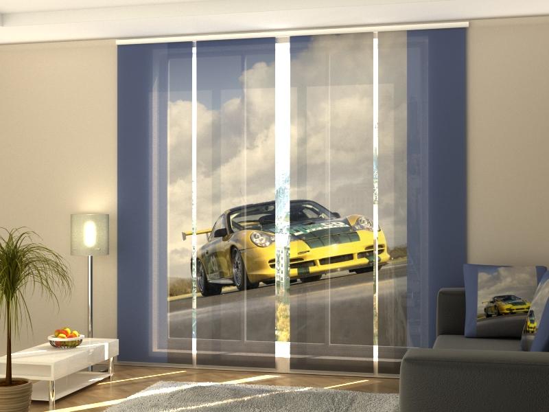 Set di 4 Tende a Pannello Supercar Gialla acquistare Set di 4 Tende a Pannello Supercar Gialla — Foto