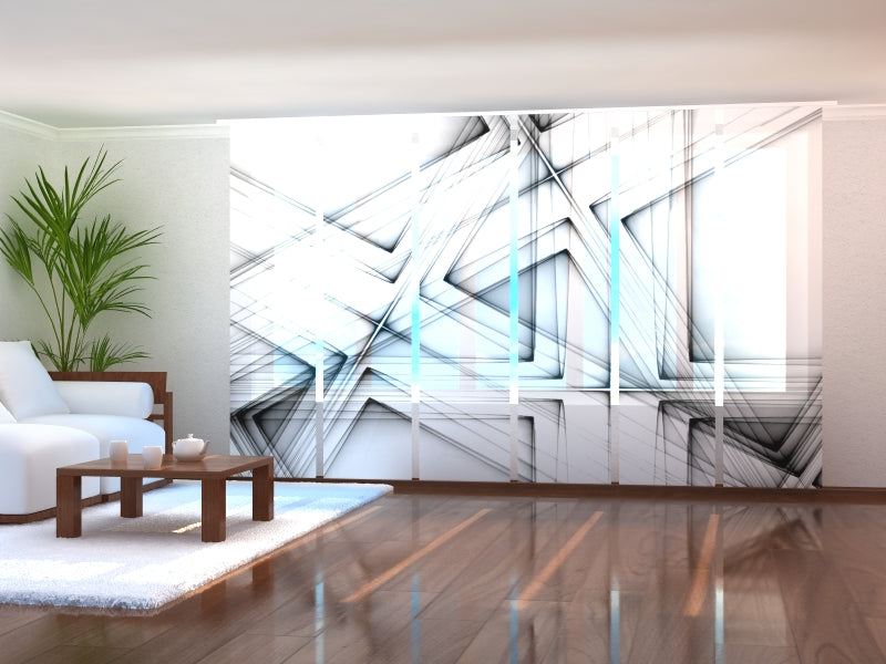 Set di 6 Tende a Pannello Linee Astratte in Bianco e Nero acquistare Set di 6 Tende a Pannello Linee Astratte in Bianco e Nero — Foto