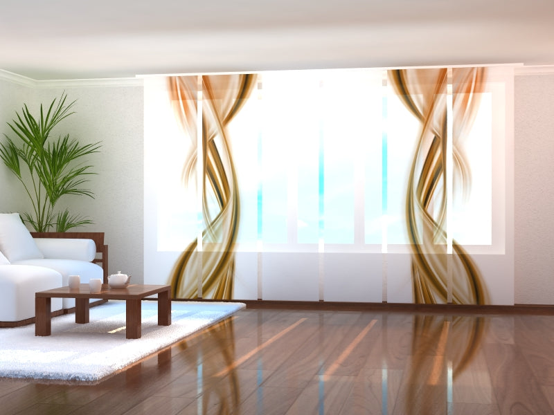 Set di 6 Tende a Pannello Onde Marroni Astratte acquistare Set di 6 Tende a Pannello Onde Marroni Astratte — Foto