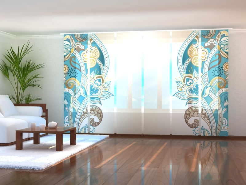 Set di 6 Tende a Pannello Motivo Floreale Astratto acquistare Set di 6 Tende a Pannello Motivo Floreale Astratto — Foto