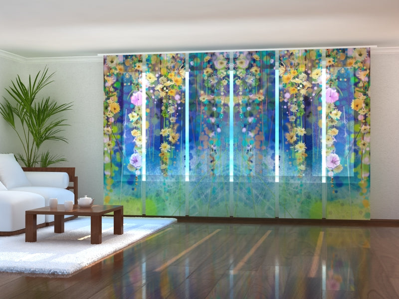 Set di 6 Tende a Pannello Pittura Floreale Astratta dell'Acquerello acquistare Set di 6 Tende a Pannello Pittura Floreale Astratta dell'Acquerello — Foto