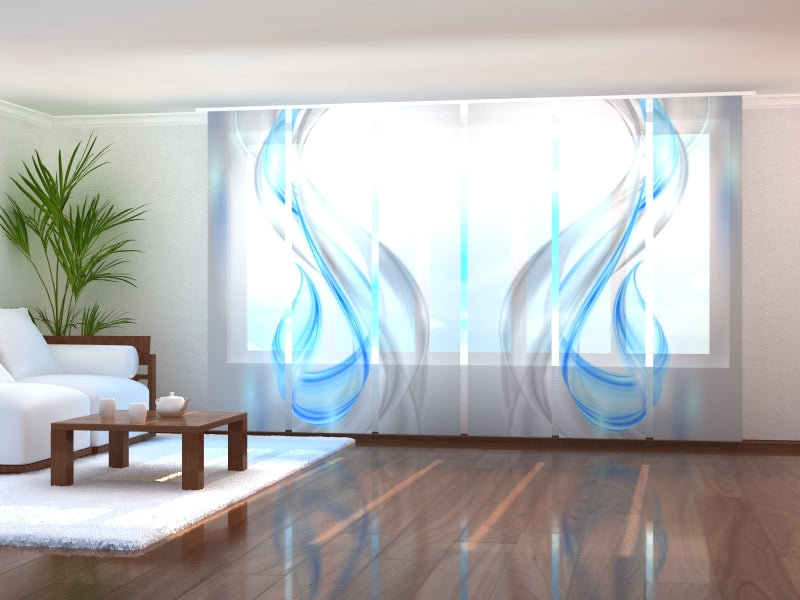 Set di 6 Tende a Pannello Onde Astratte Grigie e Blu acquistare Set di 6 Tende a Pannello Onde Astratte Grigie e Blu — Foto