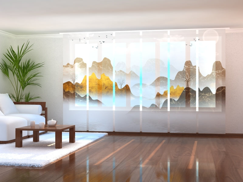 Set di 6 Tende a Pannello Montagne di Marmo Astratte acquistare Set di 6 Tende a Pannello Montagne di Marmo Astratte — Foto