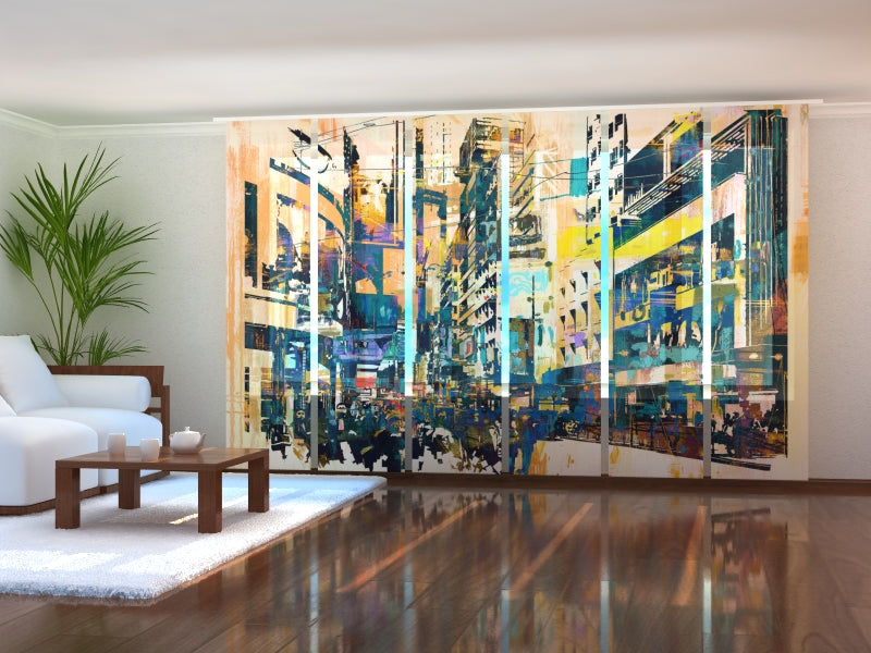 Set di 6 Tende a Pannello New York Astratta acquistare Set di 6 Tende a Pannello New York Astratta — Foto