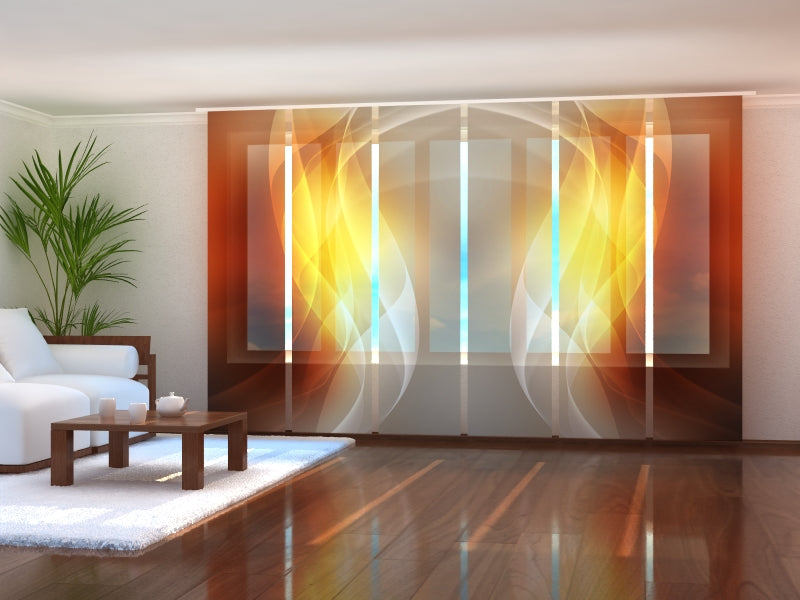 Set di 6 Tende a Pannello Onde Arancioni Astratte acquistare Set di 6 Tende a Pannello Onde Arancioni Astratte — Foto