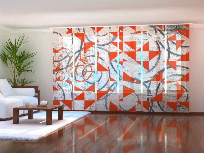 Set di 6 Tende a Pannello Forme Geometriche Astratte Rosse e Nere acquistare Set di 6 Tende a Pannello Forme Geometriche Astratte Rosse e Nere — Foto