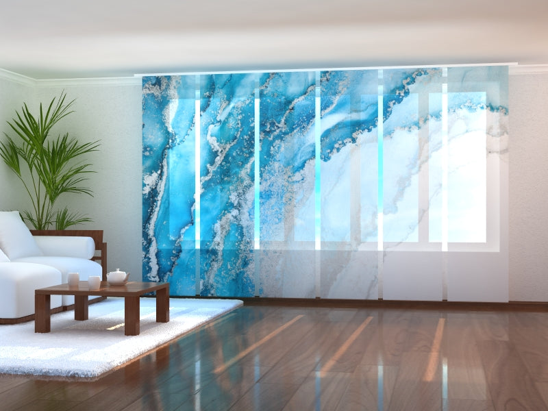 Set di 6 Tende a Pannello Mare Astratto e Onde d'Argento acquistare Set di 6 Tende a Pannello Mare Astratto e Onde d'Argento — Foto