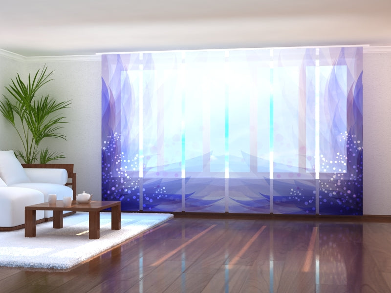 Set di 6 Tende a Pannello Fiore Blu Astratto acquistare Set di 6 Tende a Pannello Fiore Blu Astratto — Foto