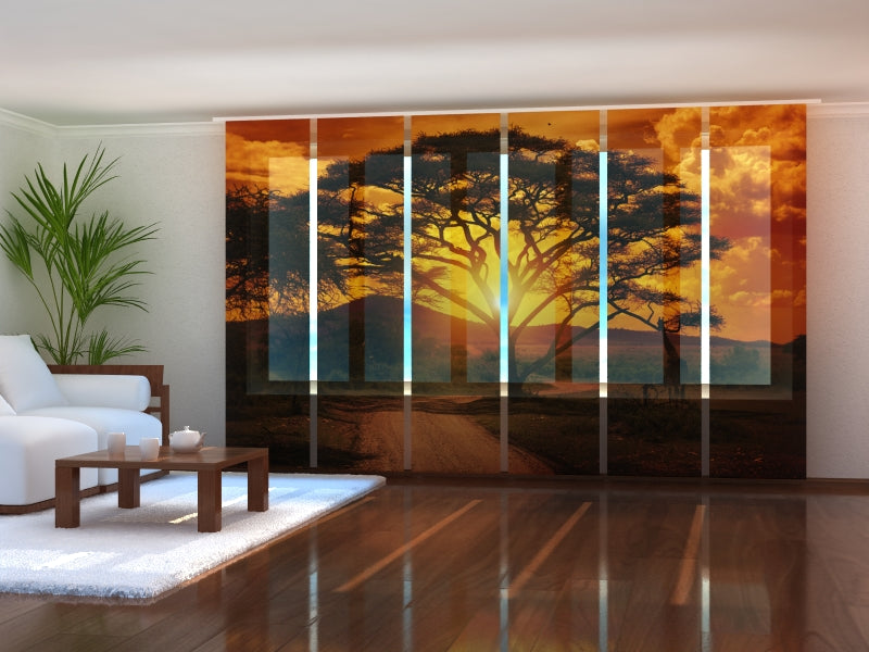 Set di 6 Tende a Pannello Tramonto Africano acquistare Set di 6 Tende a Pannello Tramonto Africano — Foto