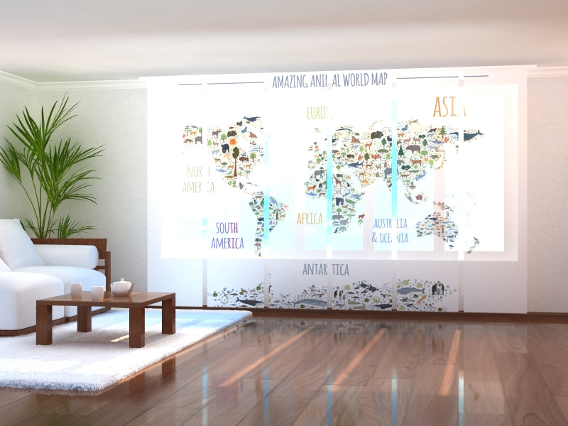 Set di 6 Tende a Pannello Mappa Meravigliosa con Bambini e Animali acquistare Set di 6 Tende a Pannello Mappa Meravigliosa con Bambini e Animali — Foto