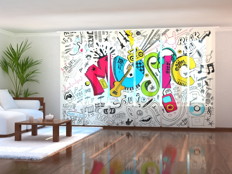 Set di 6 Tende a Pannello Arte Musica acquistare Set di 6 Tende a Pannello Arte Musica — Foto