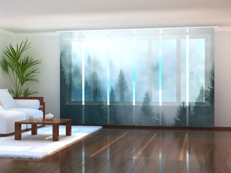 Set di 6 Tende a Pannello Bella Nebbia nella Foresta acquistare Set di 6 Tende a Pannello Bella Nebbia nella Foresta — Foto