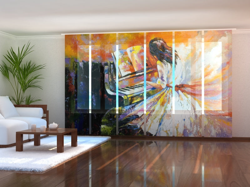 Set di 6 Tende a Pannello Bellissima Pianista acquistare Set di 6 Tende a Pannello Bellissima Pianista — Foto