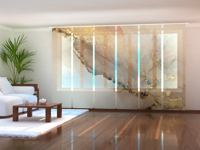 Set di 6 Tende a Pannello Marmo Beige con Oro acquistare Set di 6 Tende a Pannello Marmo Beige con Oro — Foto