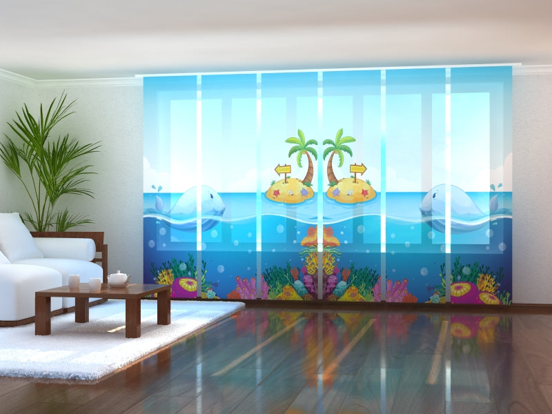 Set di 6 Tende a Pannello Grande Balena acquistare Set di 6 Tende a Pannello Grande Balena — Foto