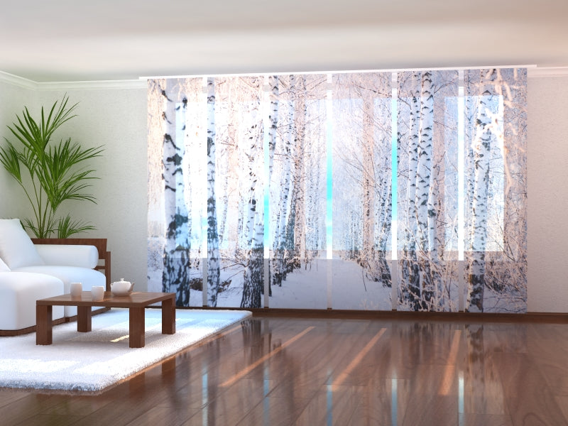 Set di 6 Tende a Pannello Foresta di Betulle nella Neve acquistare Set di 6 Tende a Pannello Foresta di Betulle nella Neve — Foto