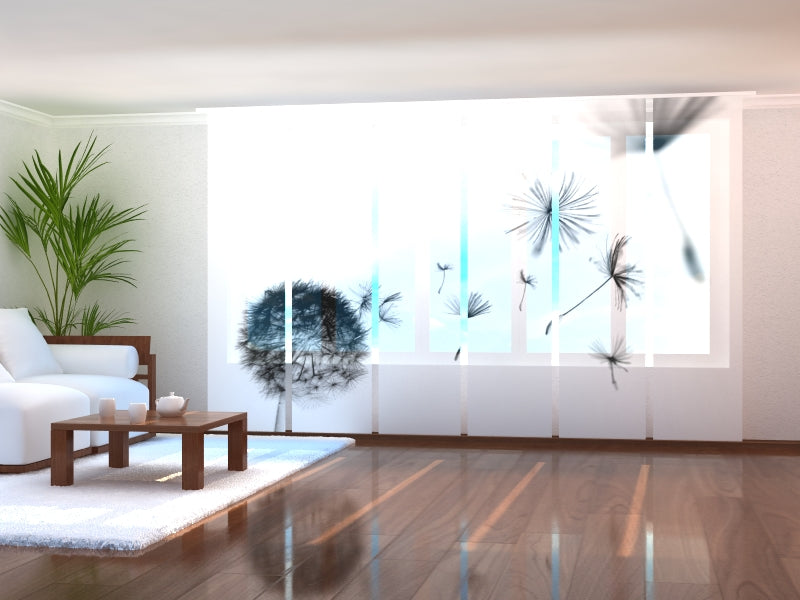 Set di 6 Tende a Pannello Dente di Leone Nero acquistare Set di 6 Tende a Pannello Dente di Leone Nero — Foto