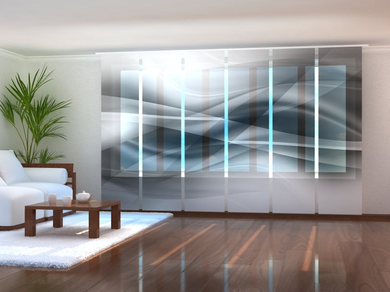 Set di 6 Tende a Pannello Onde Astratte in Bianco e Nero acquistare Set di 6 Tende a Pannello Onde Astratte in Bianco e Nero — Foto