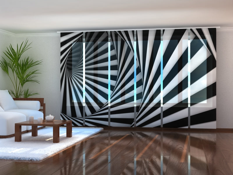 Set di 6 Tende a Pannello Spirale in Bianco e Nero acquistare Set di 6 Tende a Pannello Spirale in Bianco e Nero — Foto