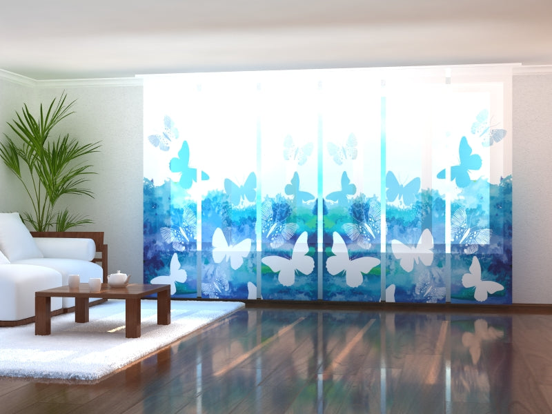 Set di 6 Tende a Pannello Farfalla Blu acquistare Set di 6 Tende a Pannello Farfalla Blu — Foto