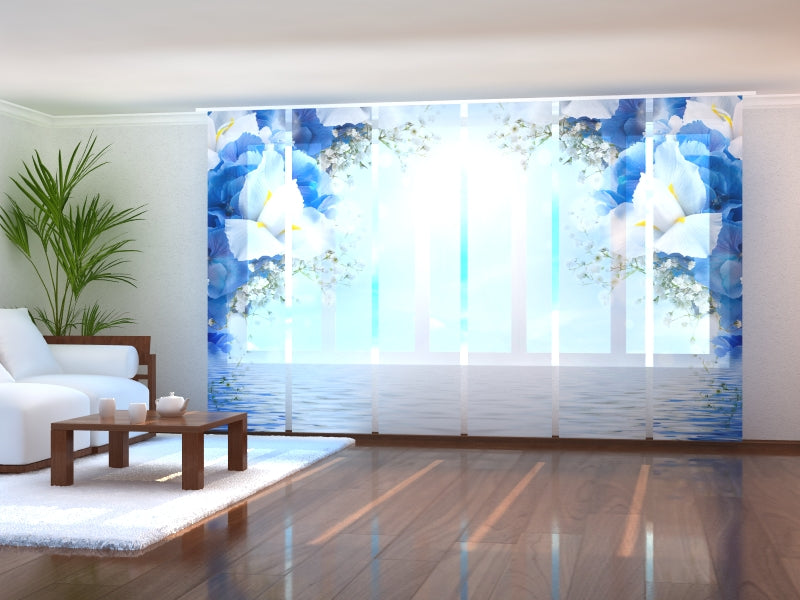 Set di 6 Tende a Pannello Iris Blu 2 acquistare Set di 6 Tende a Pannello Iris Blu 2 — Foto