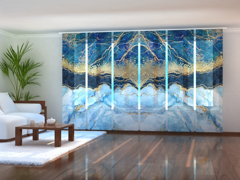 Set di 6 Tende a Pannello Marmo Blu con Glitter Dorati acquistare Set di 6 Tende a Pannello Marmo Blu con Glitter Dorati — Foto